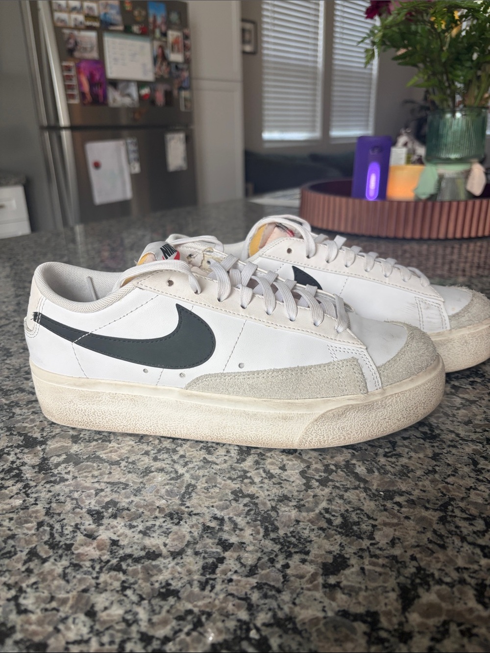 Nike White Low-Top Sneakers with Black Swoosh